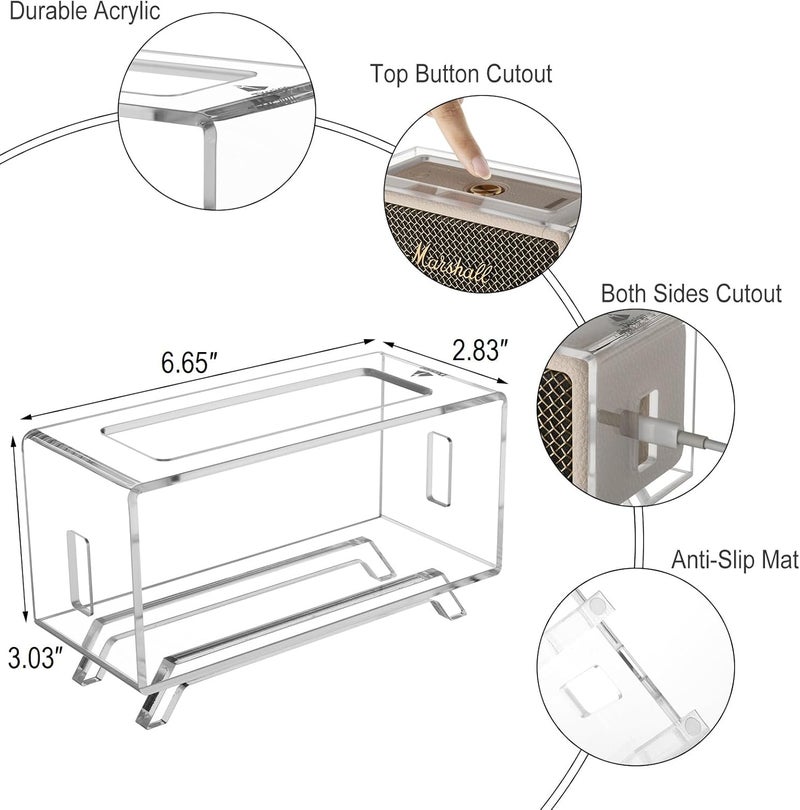 TXesign Acrylic Desktop Stand Holder Compatible with Marshall Emberton/Emberton II/Emberton III Portable Speaker, Table Holder Display Shelf Speaker Desktop Stand Shelf (Transparent) - Image 2